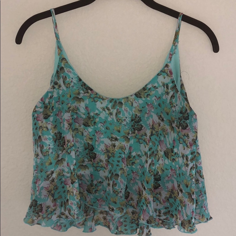 Papaya Teal Floral Cropped Tank